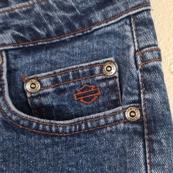 HARLEY DAVIDSON Women's Bootcut Blue Jeans Sz 6P Mid-Rise Biker Casual Festival - Picture 3 of 9
